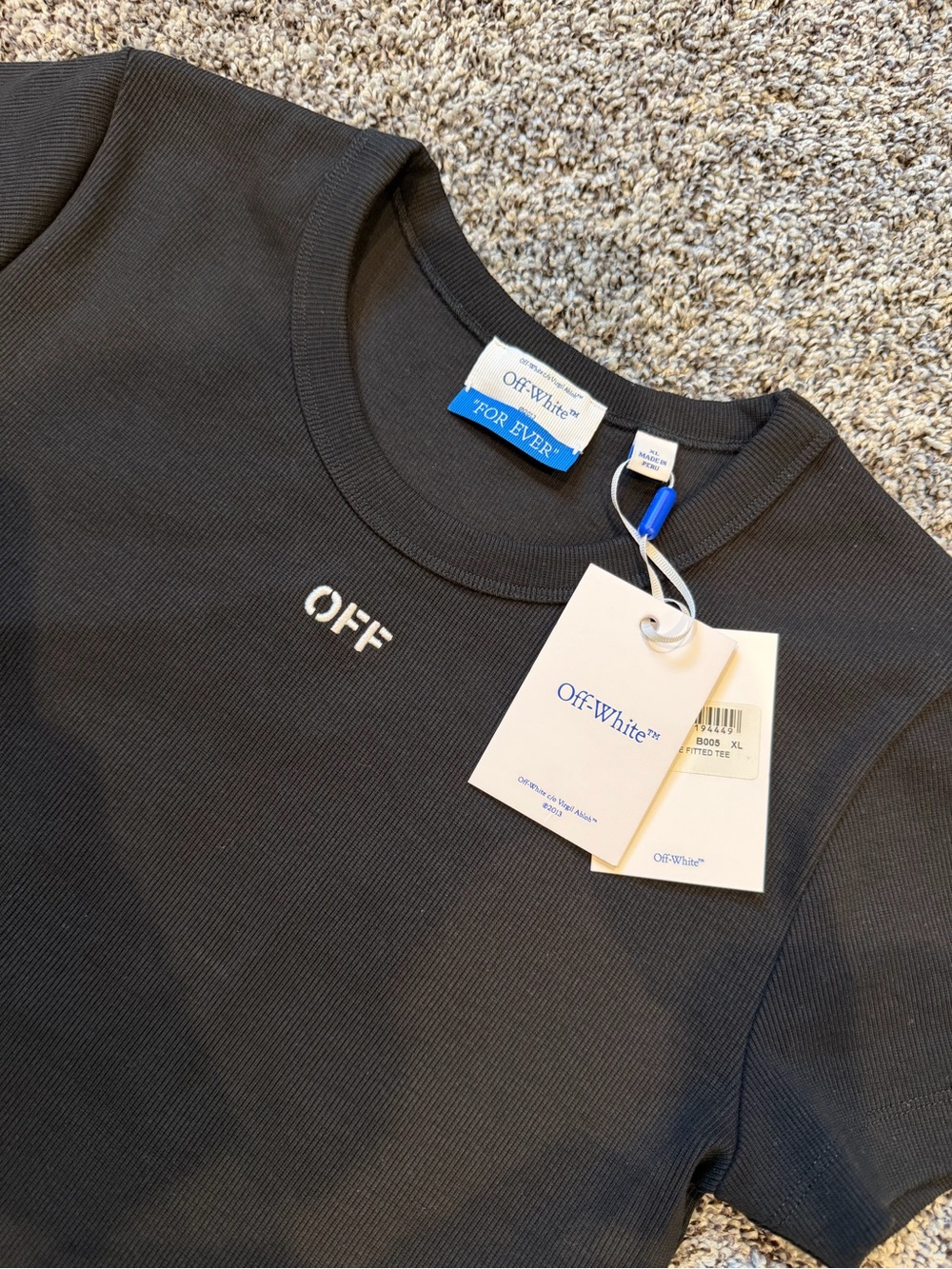 Off-White Black Crewneck T-Shirt with Small 'OFF' Chest Logo